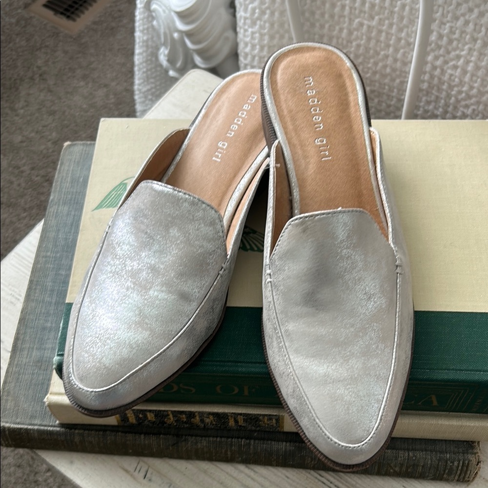 Madden Girl "Mattie" Metallic Silver Slip-On Loafers